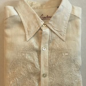 Robert Graham Men's White Linen Silk Summer Shirt